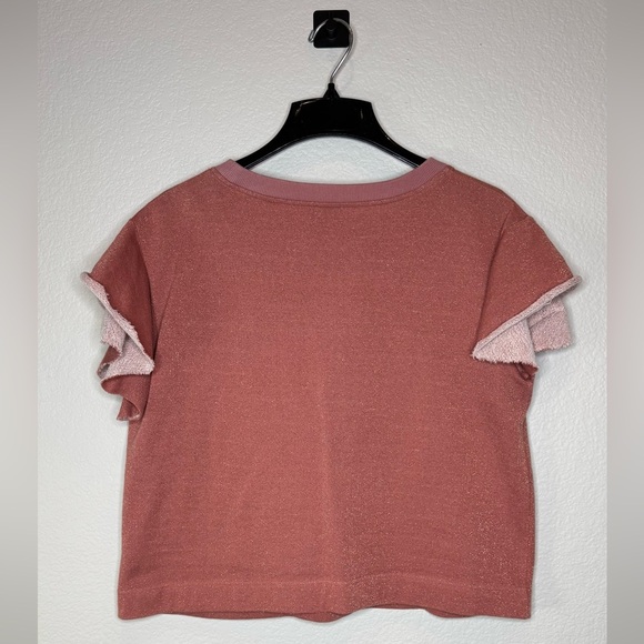 Chloe Oliver Anthropologie Embroidered Floral Sweatshirt Sz Large Boho Coral - Picture 5 of 9